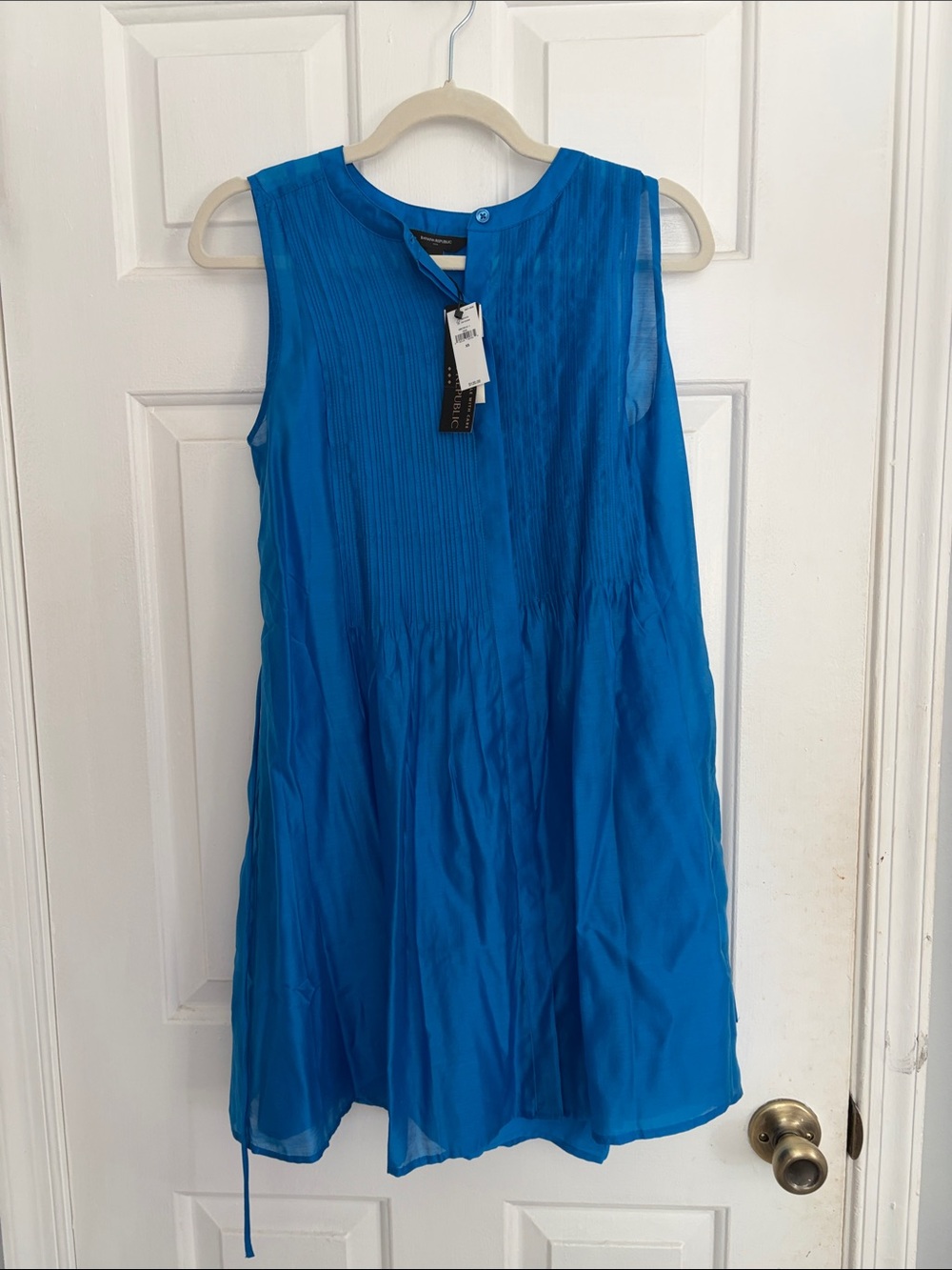 Banana Republic Bright Blue Sleeveless Pleated Swing Dress